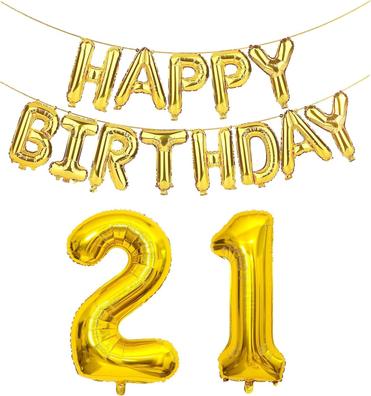 21st Birthday Decorations for Him Her 21 Balloon Number Gold Jumbo Numbers 12 Foil Mylar Balloon (Gold)